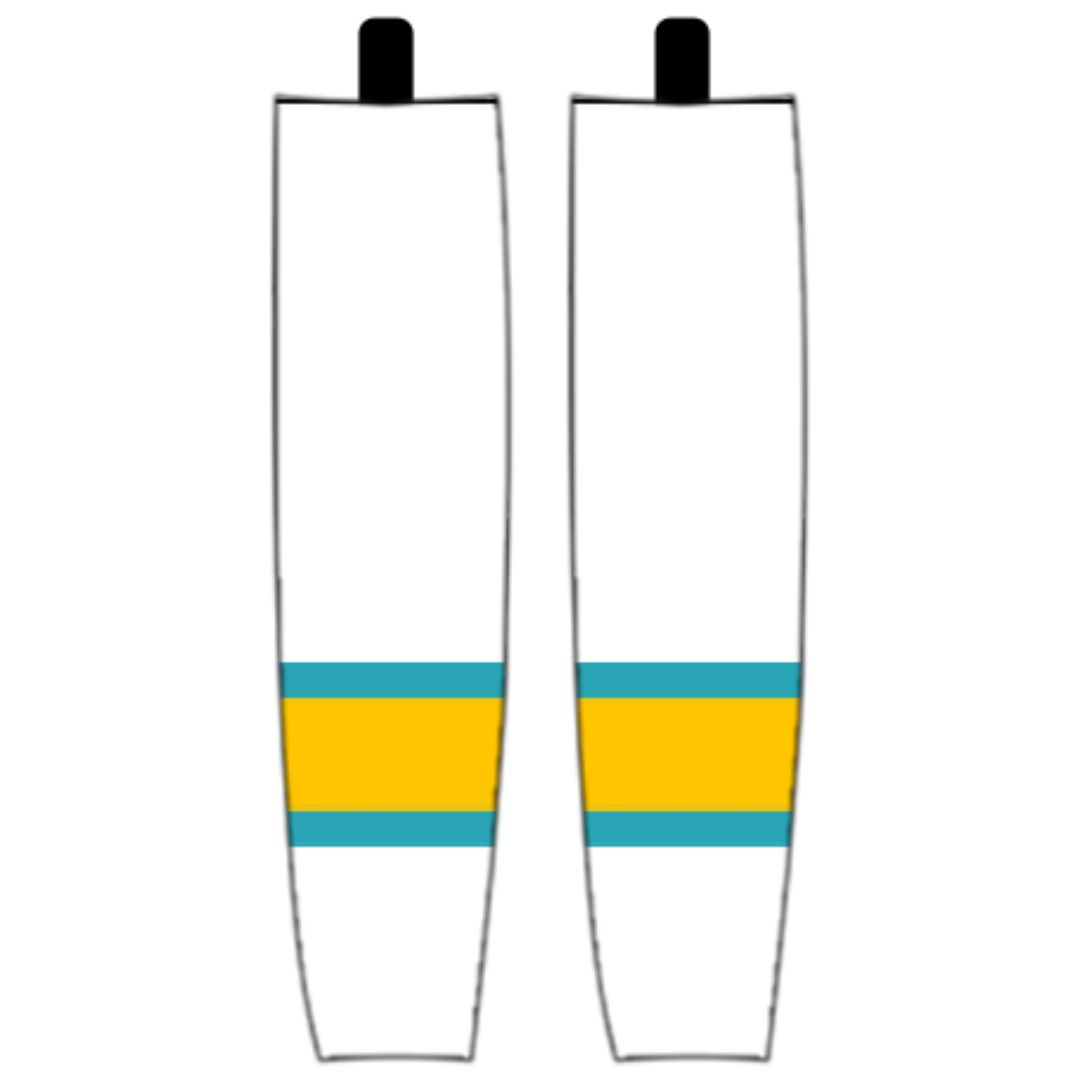 Modelline 2023 San Jose Sharks Reverse Retro Golden Seals White Sublimated Mesh Ice Hockey Socks