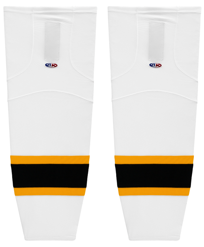 Athletic Knit (AK) HS2100-499 2007 Boston Bruins White Mesh Ice Hockey Socks