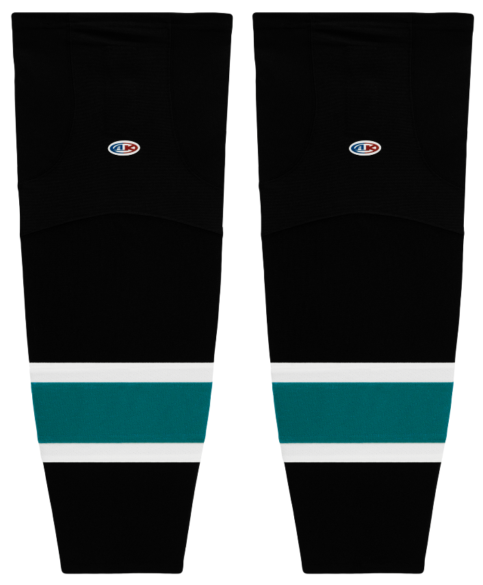 Athletic Knit (AK) HS2100-634 2008 San Jose Sharks Third Black Mesh Ice Hockey Socks