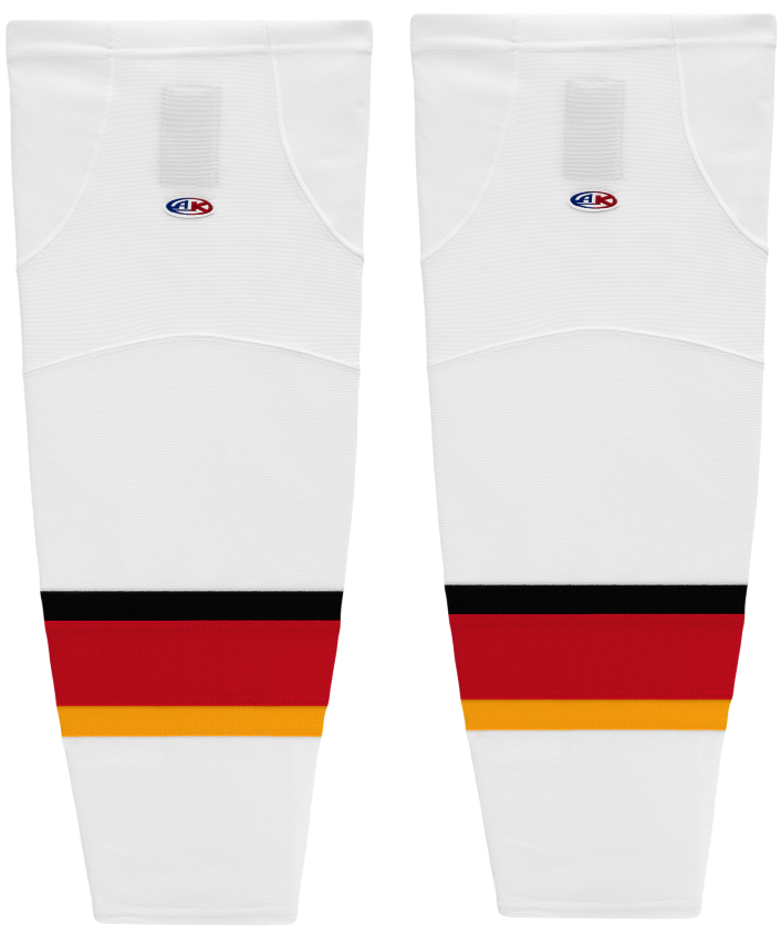 Athletic Knit (AK) HS2100-882 2013 Calgary Flames White Mesh Ice Hockey Socks
