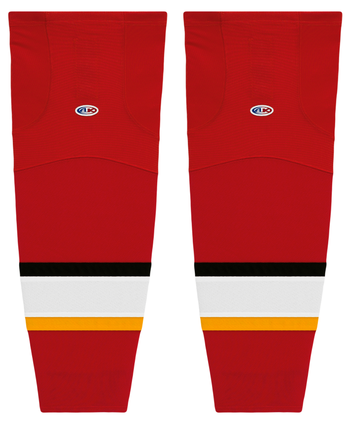 Athletic Knit (AK) HS2100-883 2013 Calgary Flames Red Mesh Ice Hockey Socks