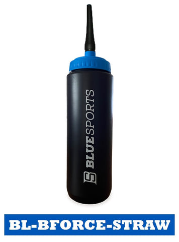 Blue Sports Black Straw Water Bottle