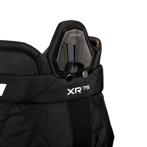 Black hockey glove with 'XR75' branding on a white background