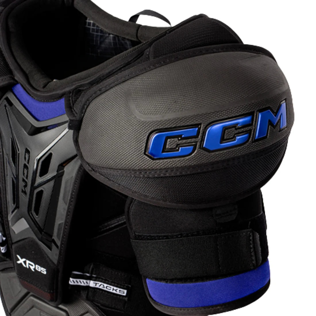 Hockey shoulder pads with CCM branding on a white background