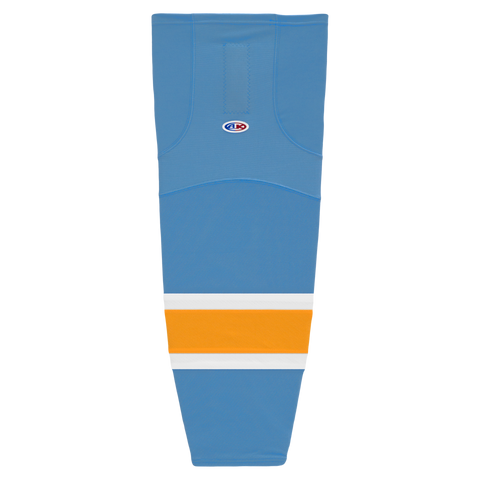 Athletic Knit (AK) HS2100-473 Sky Blue/White/Gold Mesh Ice Hockey Socks