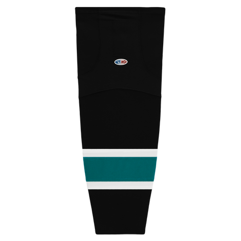 Athletic Knit (AK) HS2100-634 2008 San Jose Sharks Third Black Mesh Ice Hockey Socks