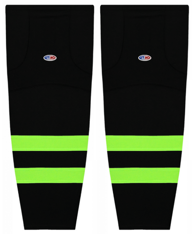 Athletic Knit (AK) HS2100-655 Dallas Stars Black/Neon Green Mesh Ice Hockey Socks