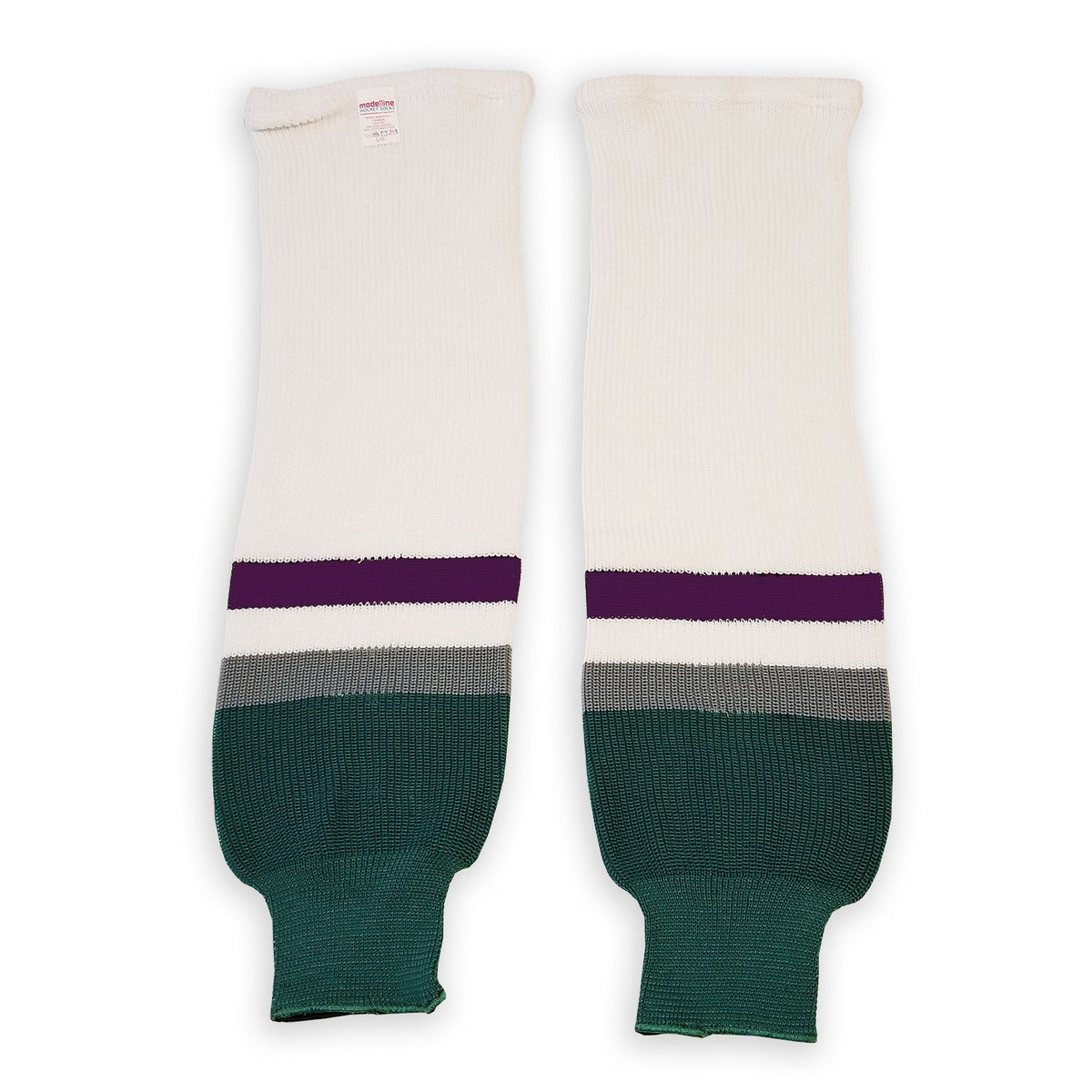 Modelline 1990s Anaheim Mighty Ducks Home White Knit Ice Hockey Socks